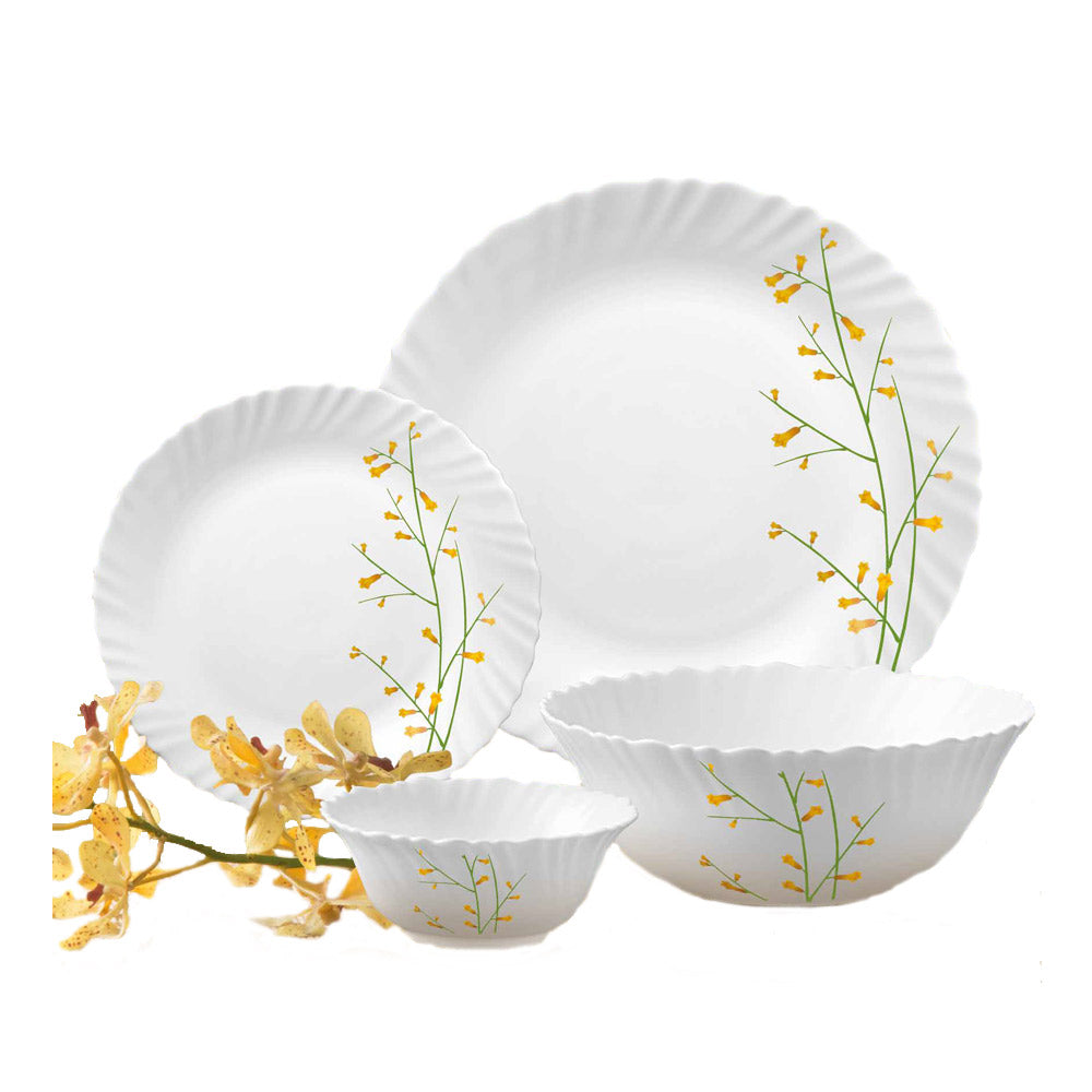 La Opala Citron Weave Dinner Set, 27-Pieces, Multicolour