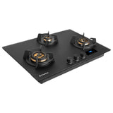 Hob Innova 753 BR AI FFD 75 cm 3 Burner Built-in Gas Hob Black Glass with Timer