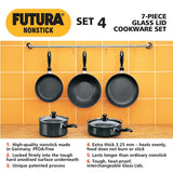 Hawkins Futura Non-Stick 7 Piece Glass Lid Cookware Set 4	