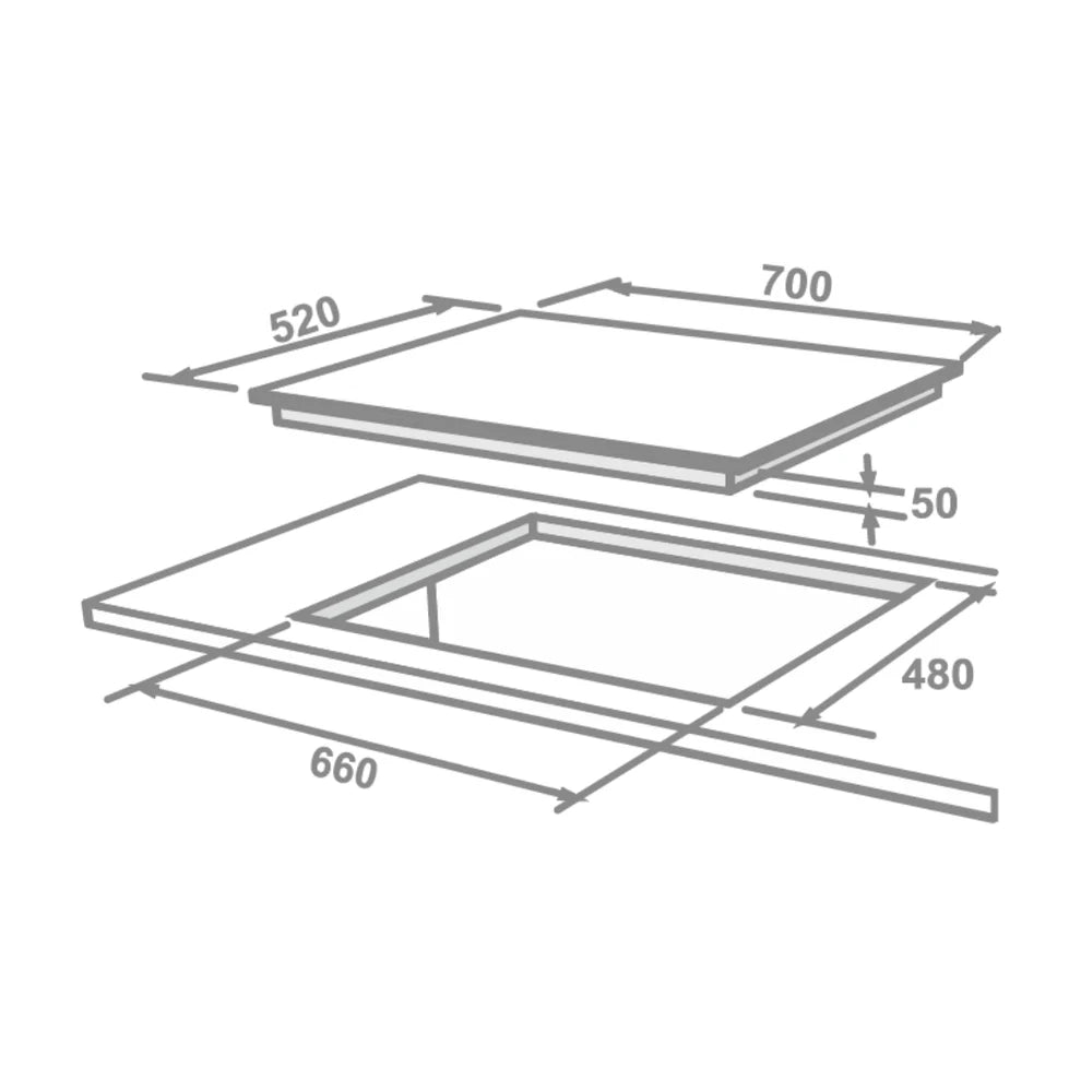 FLEXI DFS PRO FB 4B 70 DX Toughened Glass, Auto Ignition Fully Sealed 4 Burners