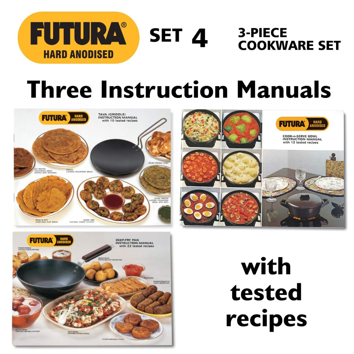 Hawkins Futura Hard Anodised Cookware (3 Pieces ) Set 4 ASET4