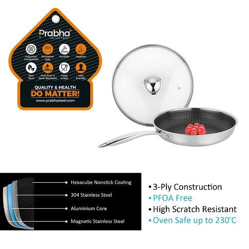 Tri-ply Hexa Cube Frypan With Lid – 0.9L, 20cm