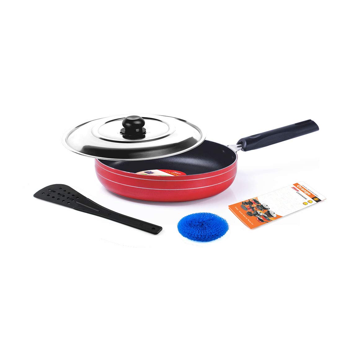 Orange Platina Series Non-Stick Fry Pan,24 CM ( Free Spatula & Scrubber)