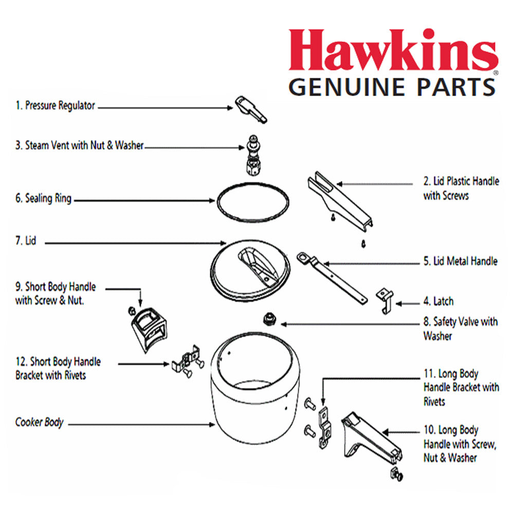 Hawkins Classic Pressure Cooker Genuine Parts for 3L