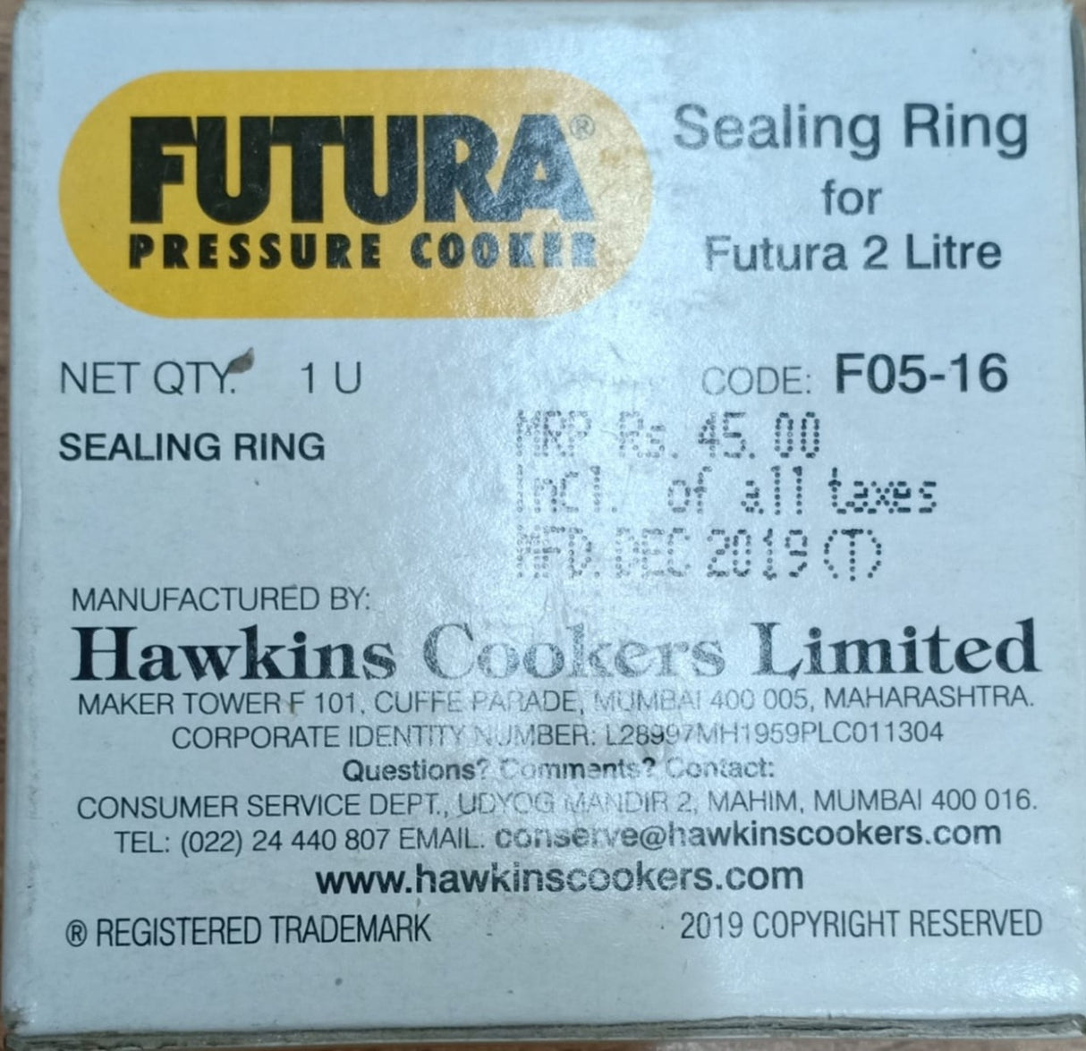 FUTURA SEALING RING 2 LITRE (F05-16)