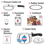 Hawkins Stainless Steel Pressure Cooker Stainless Steel 4 Ltr. HSS 40 with Hawkins Genuine 2 Gasket & 2 Safety Valve Inside Box