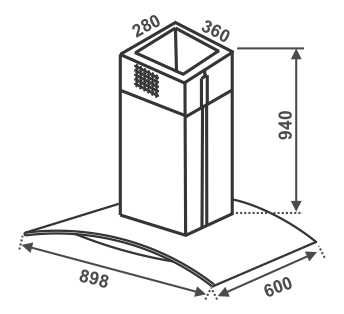 Elica Chimney GLACE TRIM ISLAND ETB PLUS LTW 90 TC4V LED