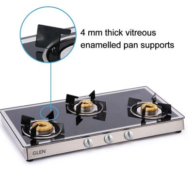 GLEN 3 BURNER GLASS COOKTOP 1038 GT FORGED BB (AUTO IGNITION)
