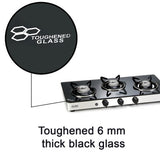 GLEN 3 BURNER COOKTOP 1033 GT XL FORGED BB DOUBLE DRIP TRAY (NON AUTO IGNITION)
