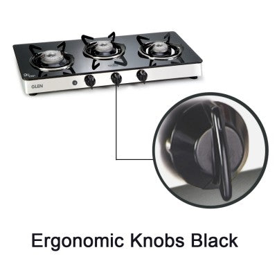 GLEN 3 BURNER COOKTOP 1033 GT XL FORGED BB DOUBLE DRIP TRAY (NON AUTO IGNITION)
