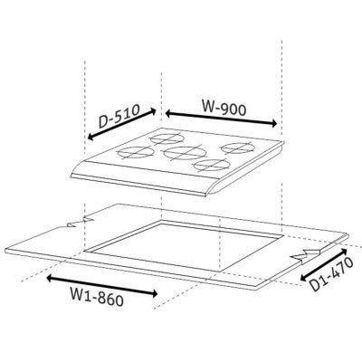 Glen 5 Burner Built-in Glass Hob 1095 SQ DB TR FFD (Flame Failure Device)