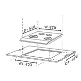 Glen 77 cm 4 Burner Built-in Glass Hob Top 1074 SQ HT DB TR FFD (Flame Failure Device)