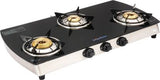 Suryaflame Curve Series 3B Black Stainless Steel Glass CookTop Gas Stove (3 Burners) (Mannual Burner)