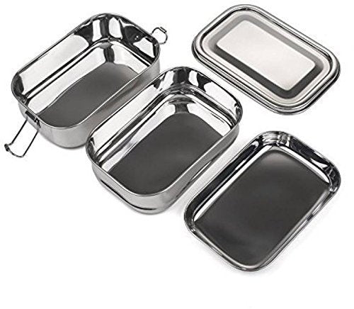 JVL Stainless Steel Double Layer Lunch Box, Silver