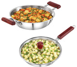 Hawkins Triply 3 mm Stainless Steel Frying Pan 26 cm with Lid and Kadhai 2.5 LTR Without Lid