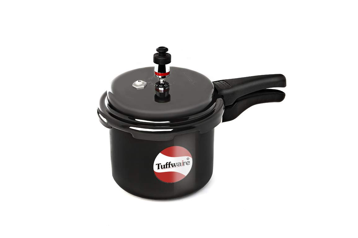 Tuffware Hard Anodised Aluminium Pressure Cooker - Outer Lid, Black, 5.5 Litres   (Hard Anodized)