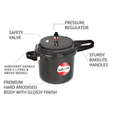 Tuffware Hard Anodised Aluminium Pressure Cooker - Outer Lid, Black, 5.5 Litres   (Hard Anodized)