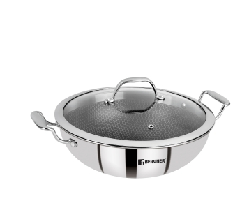 Bergner SS Hi-Tech Tri-Ply Wok With Lid 20 cm (BG-31151-MM)