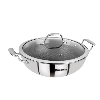 Bergner SS Hi-Tech Tri-Ply Wok With Lid 20 cm (BG-31151-MM)