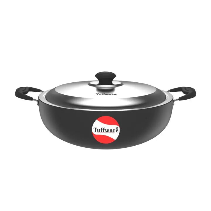 Tuffware Hard Anodised Deep Kadai with lid – 3mm 1.9ltr