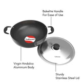 Tuffware Hard Anodised Deep Kadai with lid – 3mm 1.9ltr