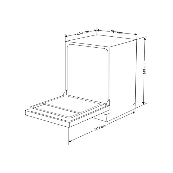 Aqua Noir 13 FS Free Standing Dishwasher – 13 Place Settings, 6 Wash Programs, Residual Heat Dry
