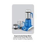 Havells Maxx Grind 750 Watt Mixer Grinder with 3 Stainless Steel Jar and Overload indicator (Blue)