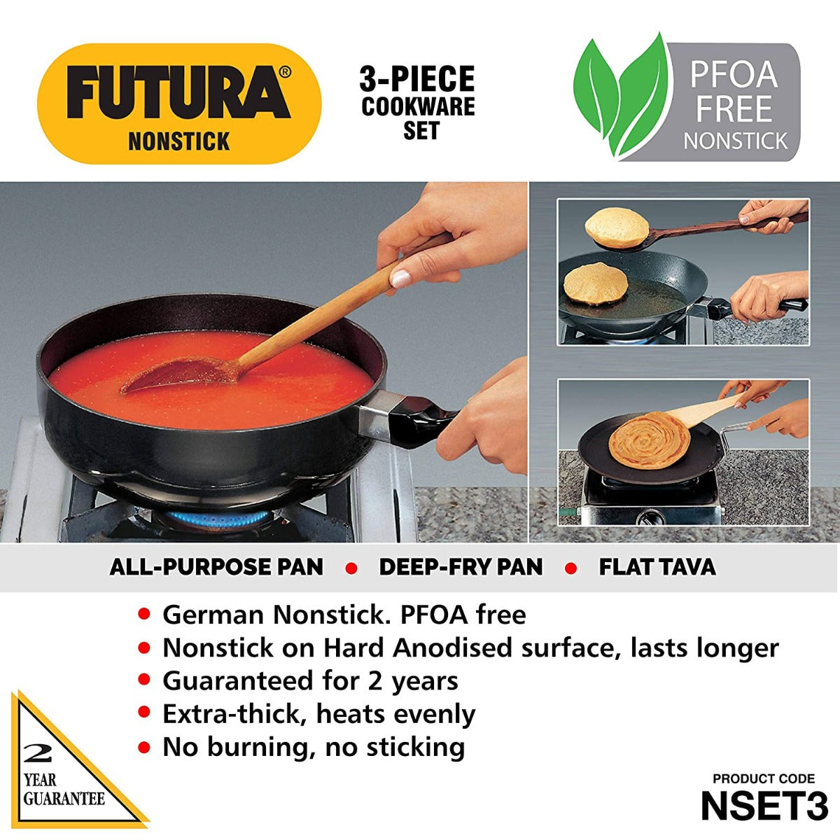 Hawkins Futura Non-Stick Cookware Set 3 (3 Pieces) NSET 3