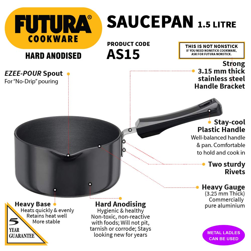 Hawkins - Q55 Futura Non-Stick Round Bottom Deep-Fry Pan with Steel Lid 2.5 Litre 