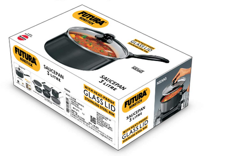 HAWKINS FUTURA 3 L NON-STICK ALUMINIUM SAUCE PAN WITH GLASS LID 20 CM : NS30G