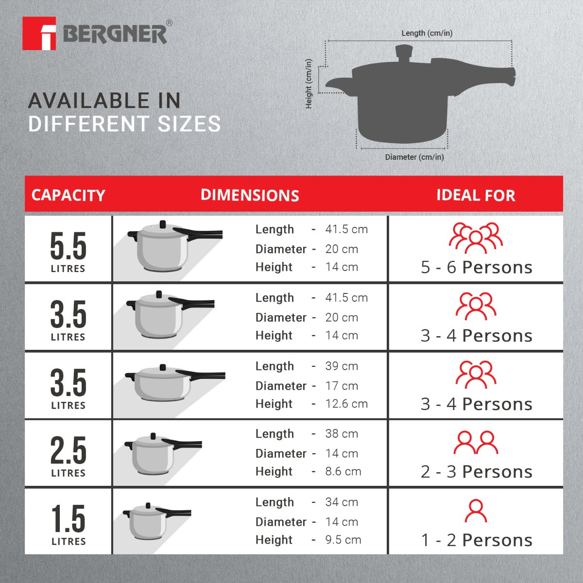 Bergner Argent Triply UnPressure Cooker 2.5 LTR with Triple Security System