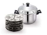 Luxuria Stainless Steel 24 Idly Cooker with Whistle, Silver