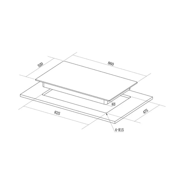 Altius Plus Matt 390 86 cm 3 Burner Hob – Brass Burners, Insta Ignition, Gunmetal Metal Knobs, 538.66.749