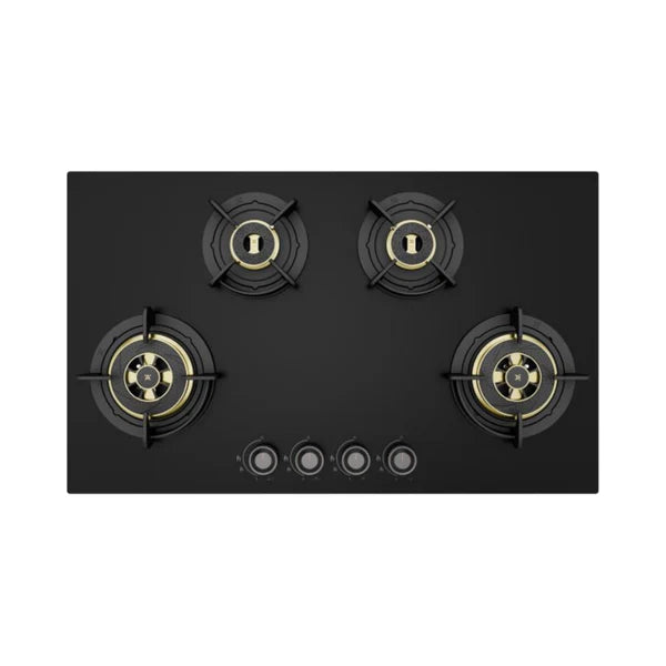 Altius Plus Matt 490 86 cm 4 Burner Hob – Brass Burners, Insta Ignition, Gunmetal Metal Knobs, 538.66.759