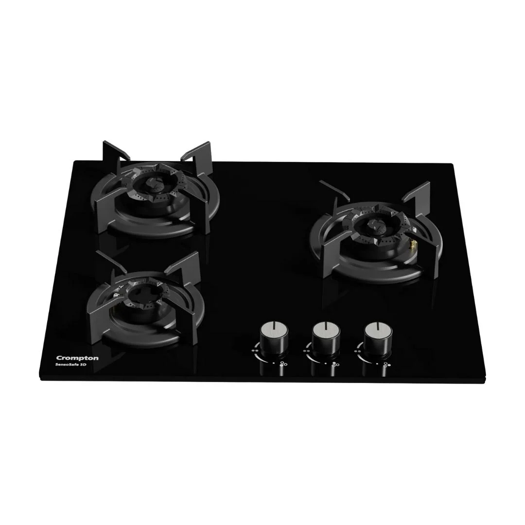 Crompton HOB-SS3D603-MBL Built-In Gas Hob 60 cm 3 Burner Hob Sensosafe