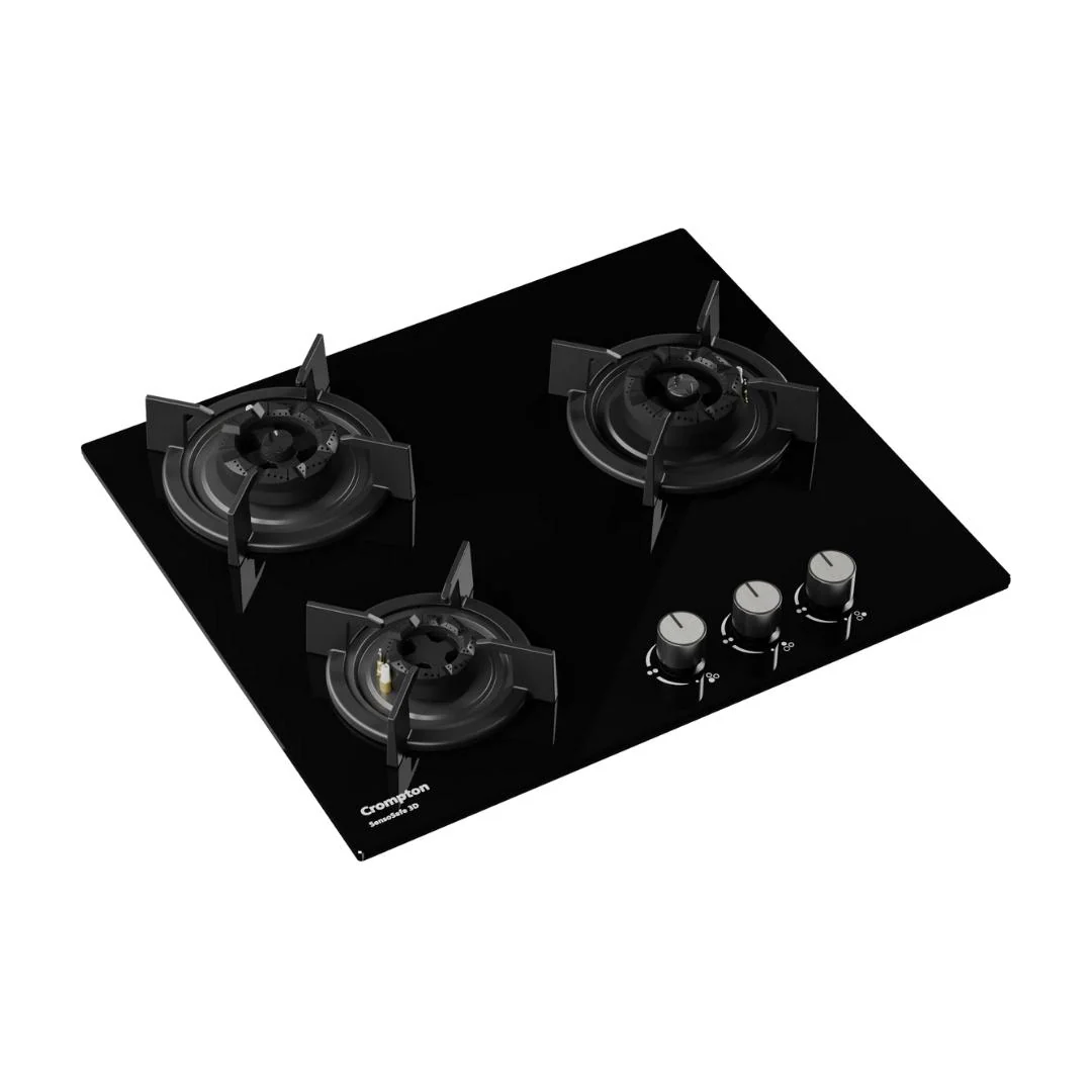 Crompton HOB-SS3D603-MBL Built-In Gas Hob 60 cm 3 Burner Hob Sensosafe