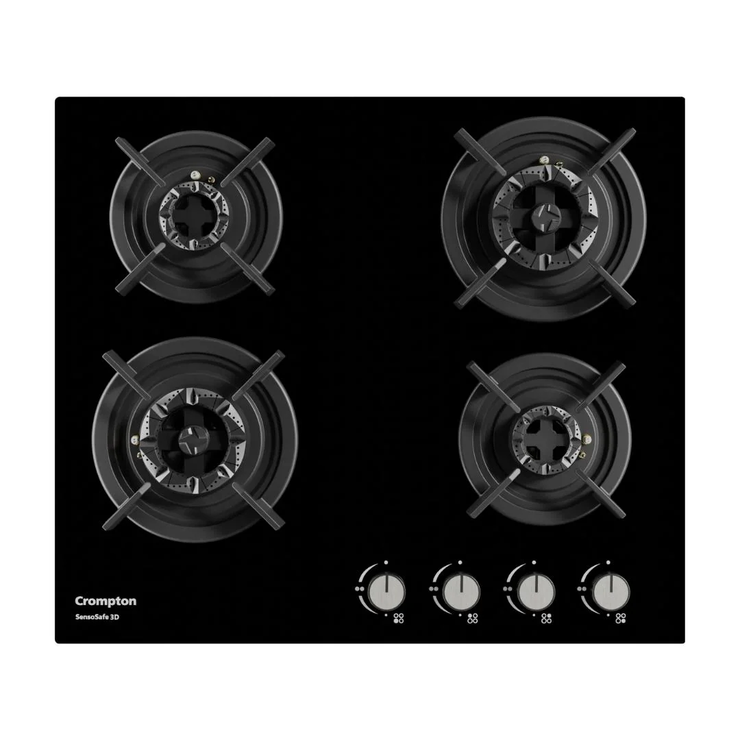 Crompton HOB-SS3D604-MBL Built-In Gas Hob 60 cm 4 Burner Hob Sensosafe