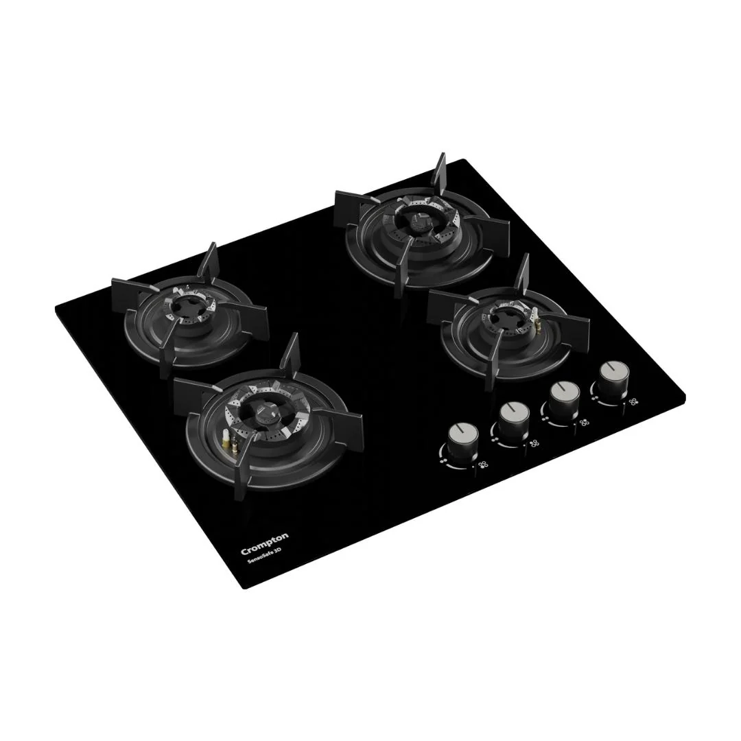 Crompton HOB-SS3D604-MBL Built-In Gas Hob 60 cm 4 Burner Hob Sensosafe