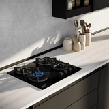 Crompton HOB-SS3D604-MBL Built-In Gas Hob 60 cm 4 Burner Hob Sensosafe