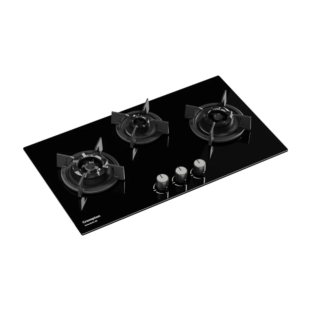 Crompton HOB-SS3D783-MBL Built-In Gas Hob 78 cm 3 Burner Hob Sensosafe