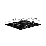 Crompton HOB-SSDC603-MBL Built-In Gas Hob 60 cm 3 Burner Hob Sensosafe