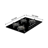 Crompton 82cm 4 Burner Hob Sensosafe HOB-SSDC824-MBL-Built-In Gas Hob 