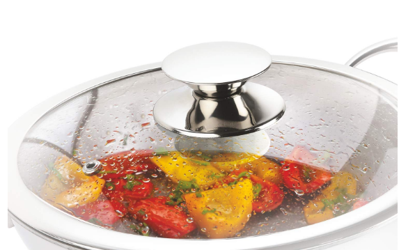 Alda 1.7 LTR Vitale Tri-Ply Stainless Steel Wok Pan Kadhai with Glass Lid  (20 cm)