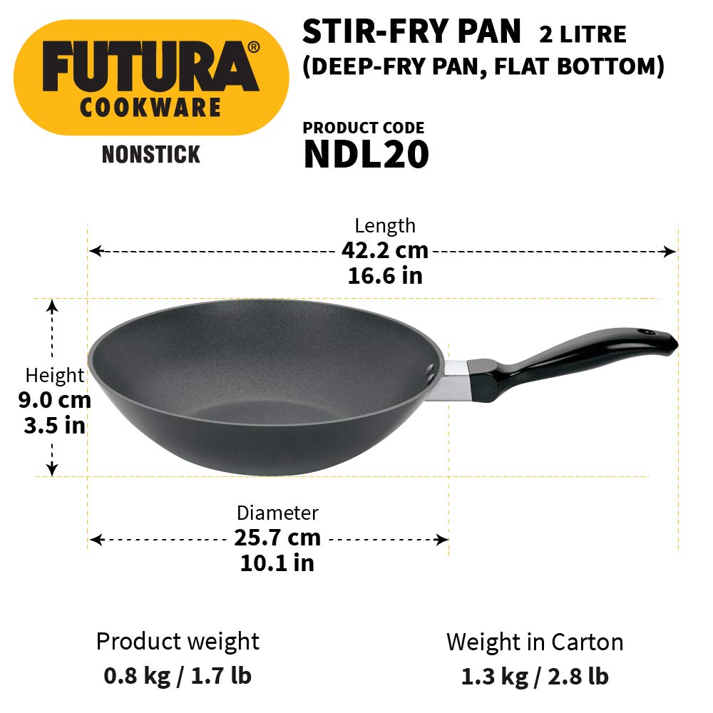 Hawkins Futura Non-Stick Flat Bottom Deep-Fry Pan 2L