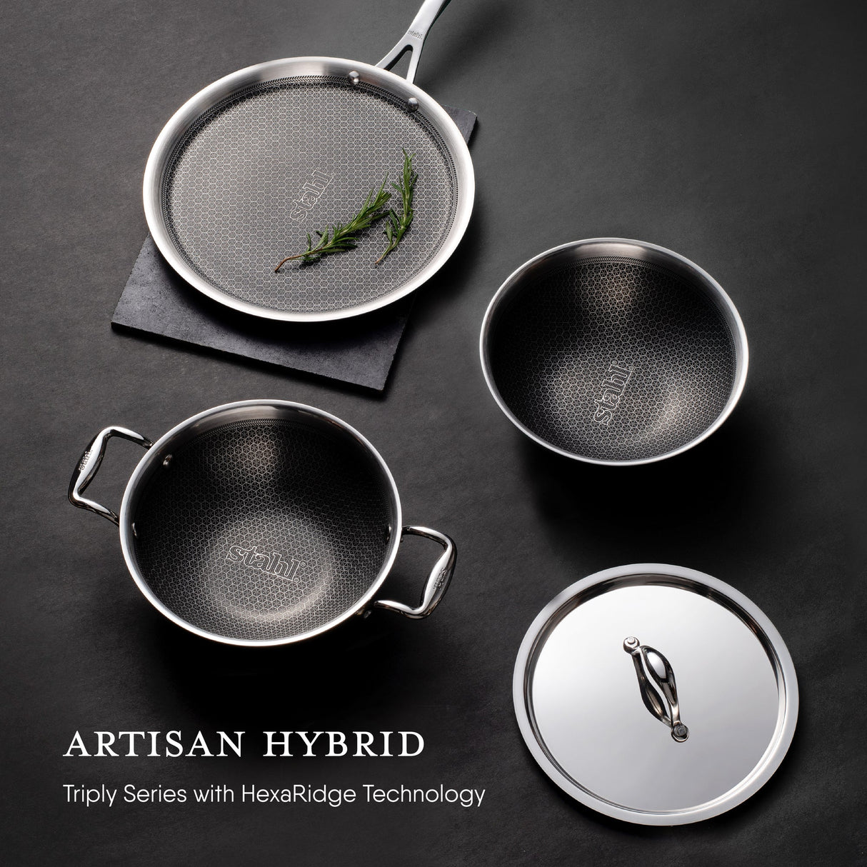 Deep Frypan with Lid- Triply Artisan Hybrid Series 6726