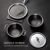 Deep Frypan with Lid- Triply Artisan Hybrid Series 6726