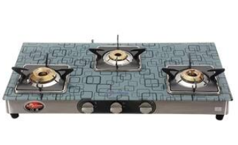 Suryaflame 3 Burner ULTRA STAINLESS STEEL Silver Gas Stove (Non Auto ignition )