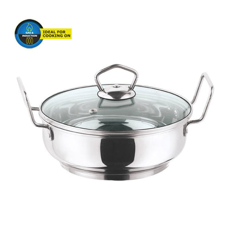 Vinod Induction friendly Kadai with Glass/Stainless Steel Lid (30, 5.8L)