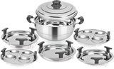 Kitchen Essentials Induction Stainless Steel Multi Mini Kadai with 2 Idli 2 Dhokla 1 Patra Plate