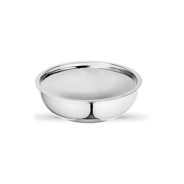 SignoraWare Artista triply Shallow Tasla Stainless Steel Induction Compatible Triply with Steel Lid (Induction and Gas Compatible), 22cm, Capacity 2100ml, Silver